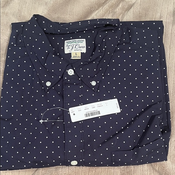J. Crew Men's Dark Blue Polka Dot Shirt NWT - Picture 1 of 3